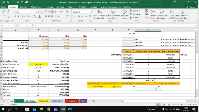 la syntaxe des fonctions les plus utilisées de Excel