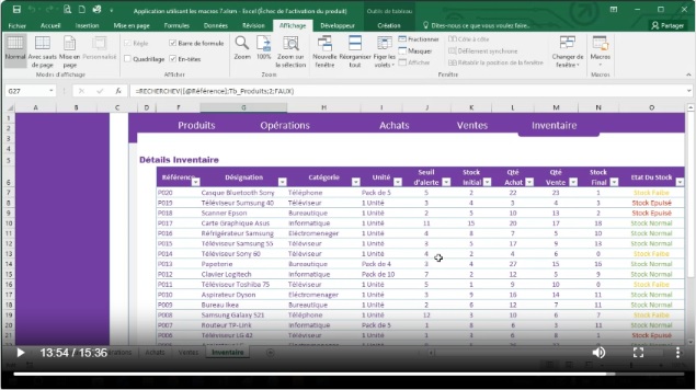 gestion de stock par excel