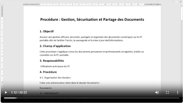 Procèdures écrite pour gérer vos documents