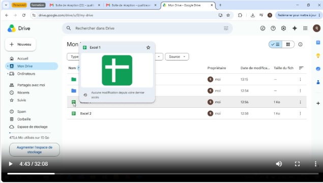 Capture d'écran de l'interface Google Drive montrant les dossiers partagés