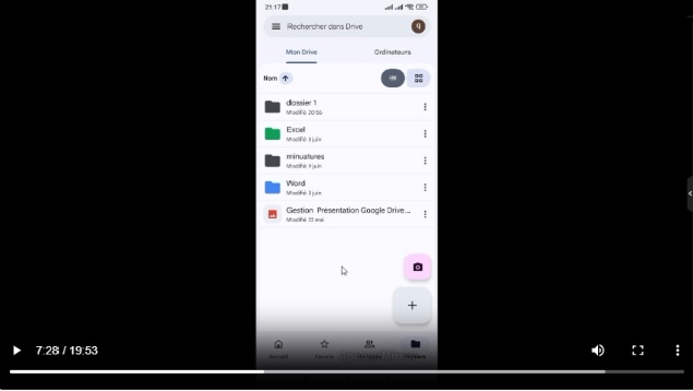 Démonstration de google drive sur smartphone