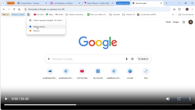 Création des groupes par type pour bien Organiser les anglets dans google